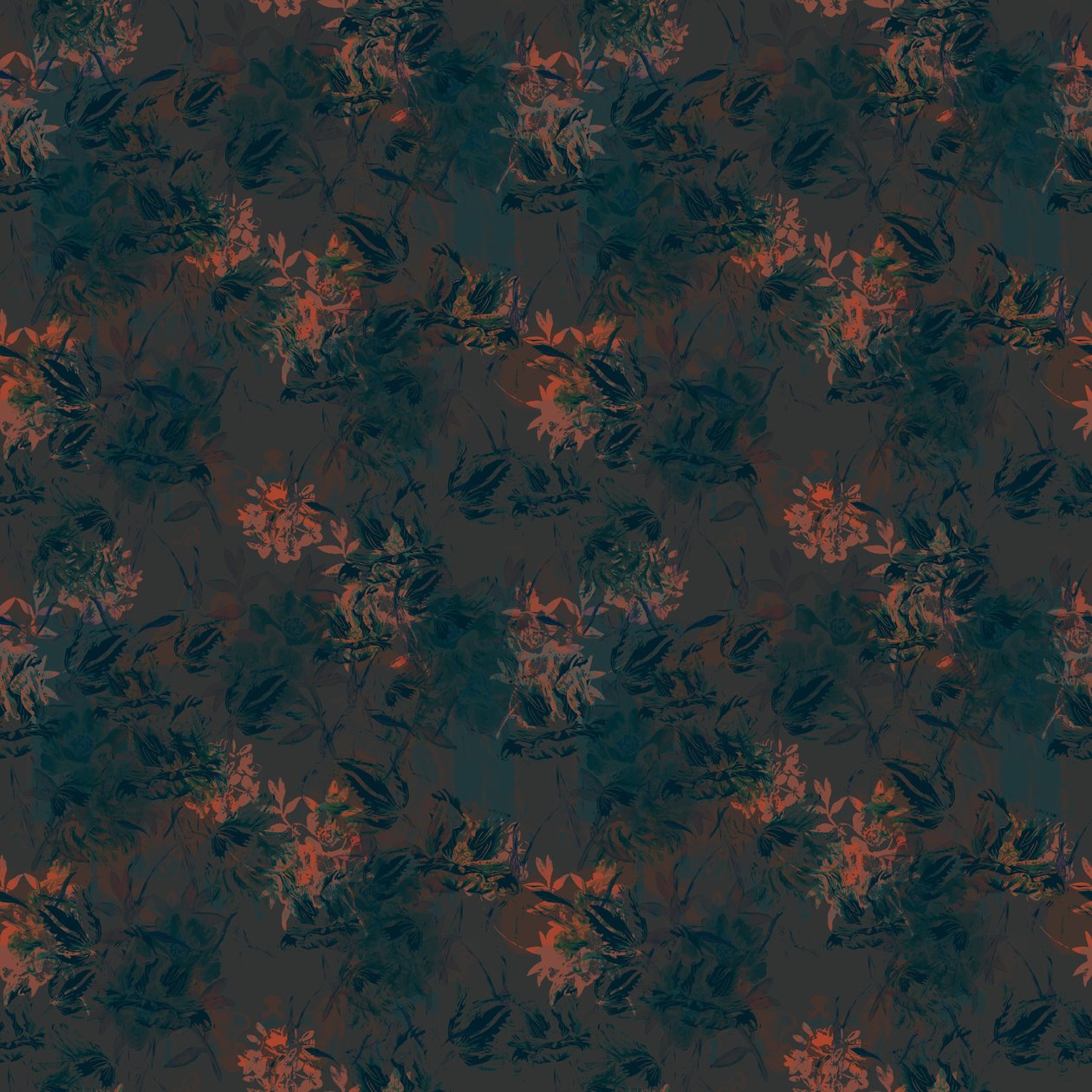 Burnt Umber Floral, 2015 (illustrativt gentagelsesmønster) af Beth Travers