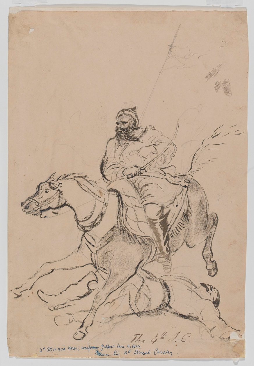 The 4th Irregular Cavalry, ca. 1845 (akvarel) af Bethune Donald Grant