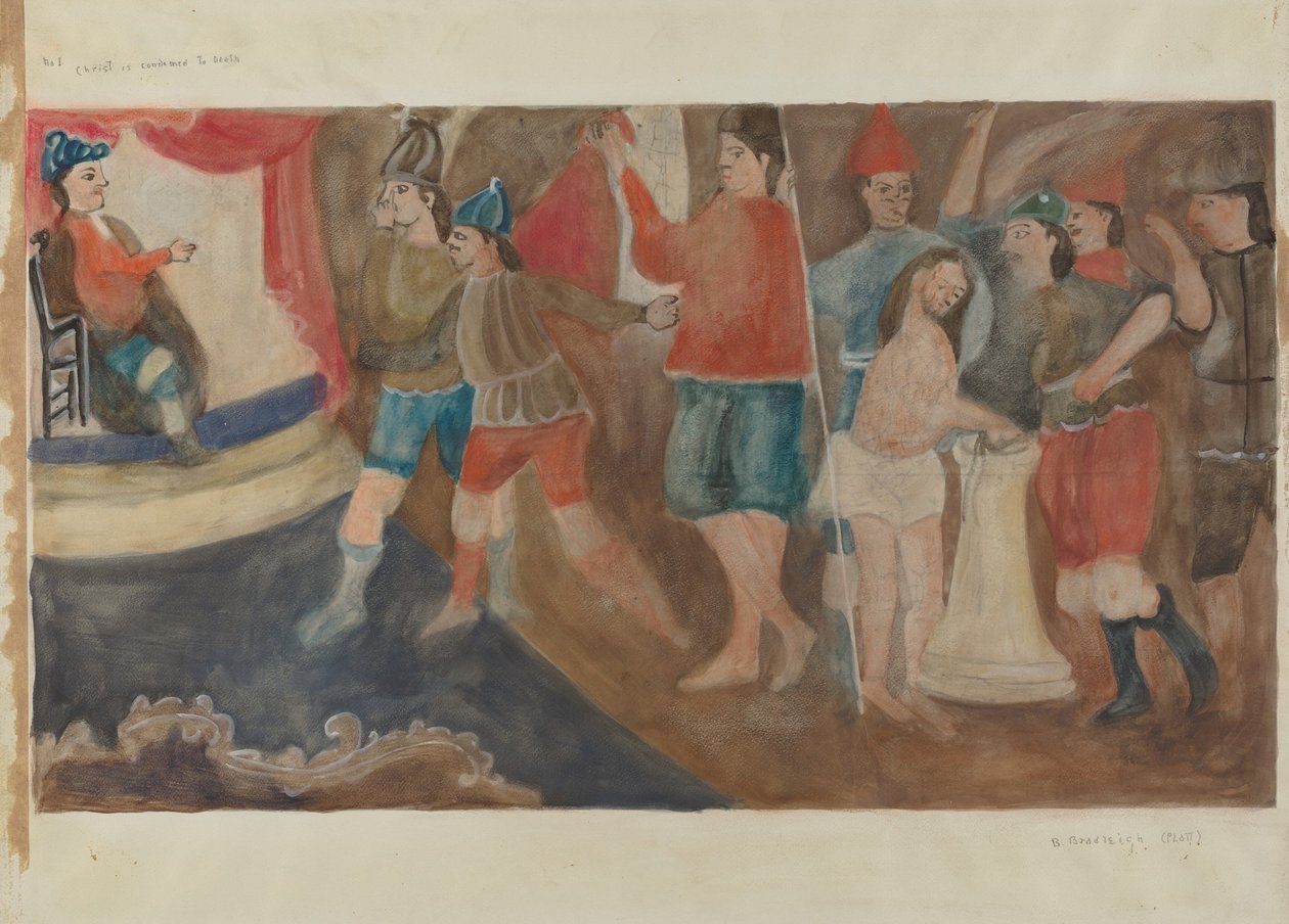 Korsets station nr. 1: Jesus er dømt til døden, ca. 1936. af Beulah Bradleigh