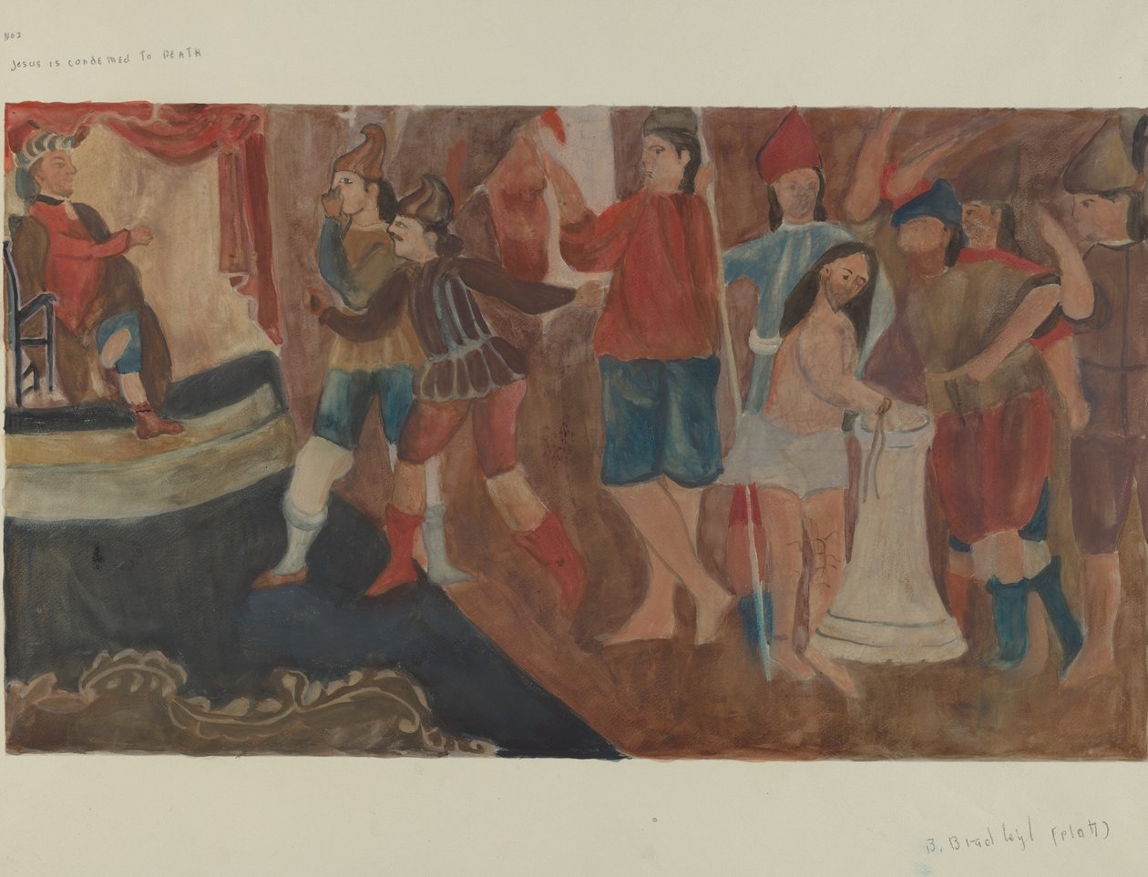 Korsets station nr. 1: Jesus er dømt til døden, ca. 1936. af Beulah Bradleigh