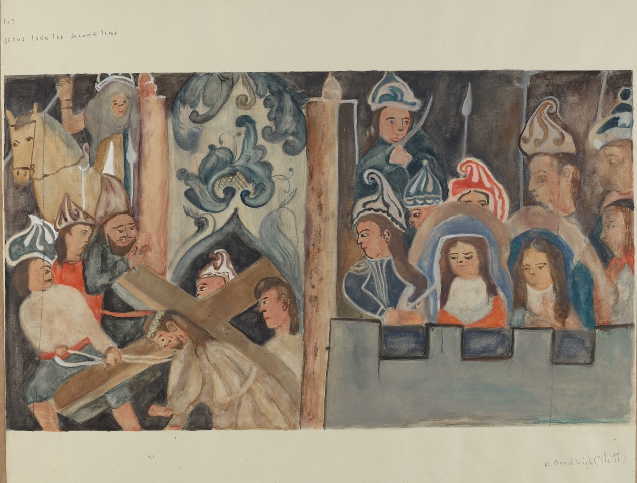 Korsets station nr. 7: Jesus falder anden gang, ca. 1936. af Beulah Bradleigh