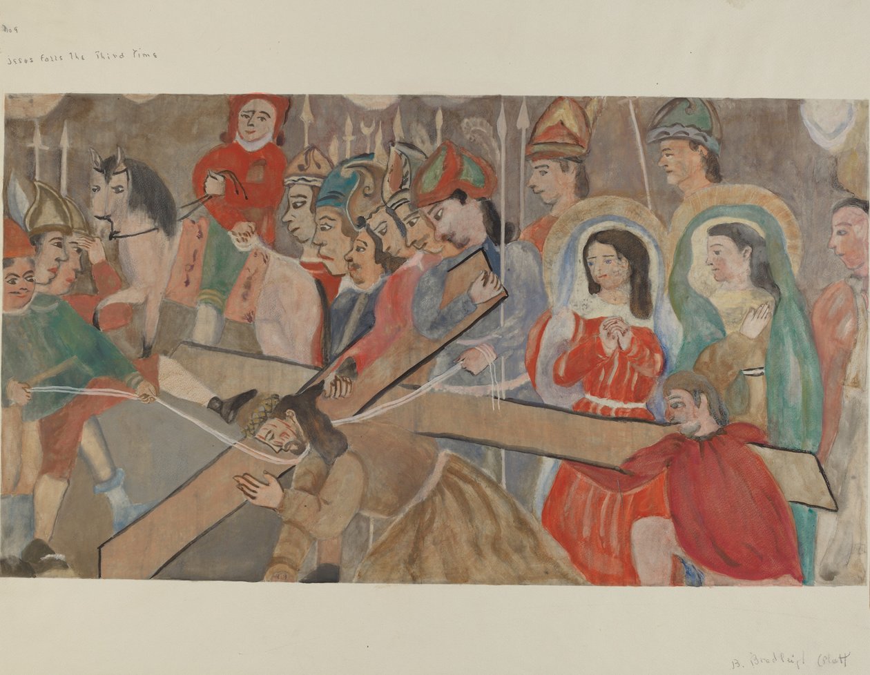Korsets station nr. 9: Jesus falder den tredje gang, ca. 1936. af Beulah Bradleigh