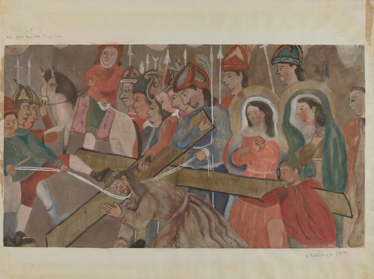 Korsets station nr. 9: Jesus falder den tredje gang, ca. 1936. af Beulah Bradleigh