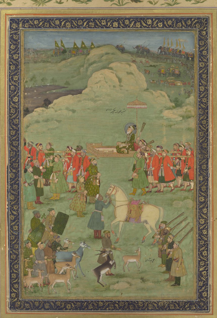 Kejser Aurangzeb bar på en Palanquin, ca. 1705-20. af Bhavanidas