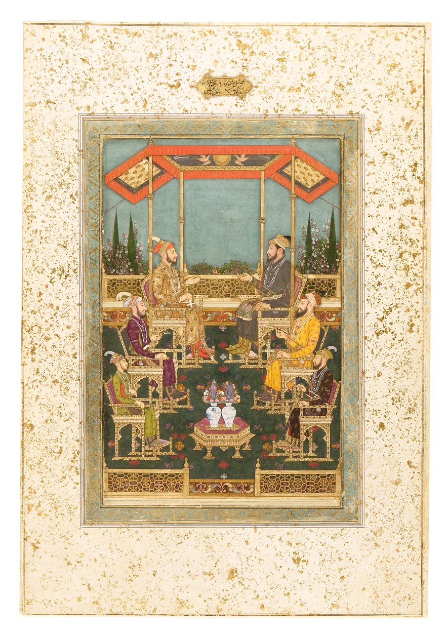 A Gathering of Princes, ca. 1710 (ugennemsigtig wc og guld på papir) af Bhawani Das