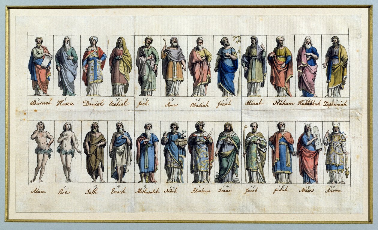 Figurer fra Det Gamle Testamente (wc og blæk på papir) af Biagio Rebecca