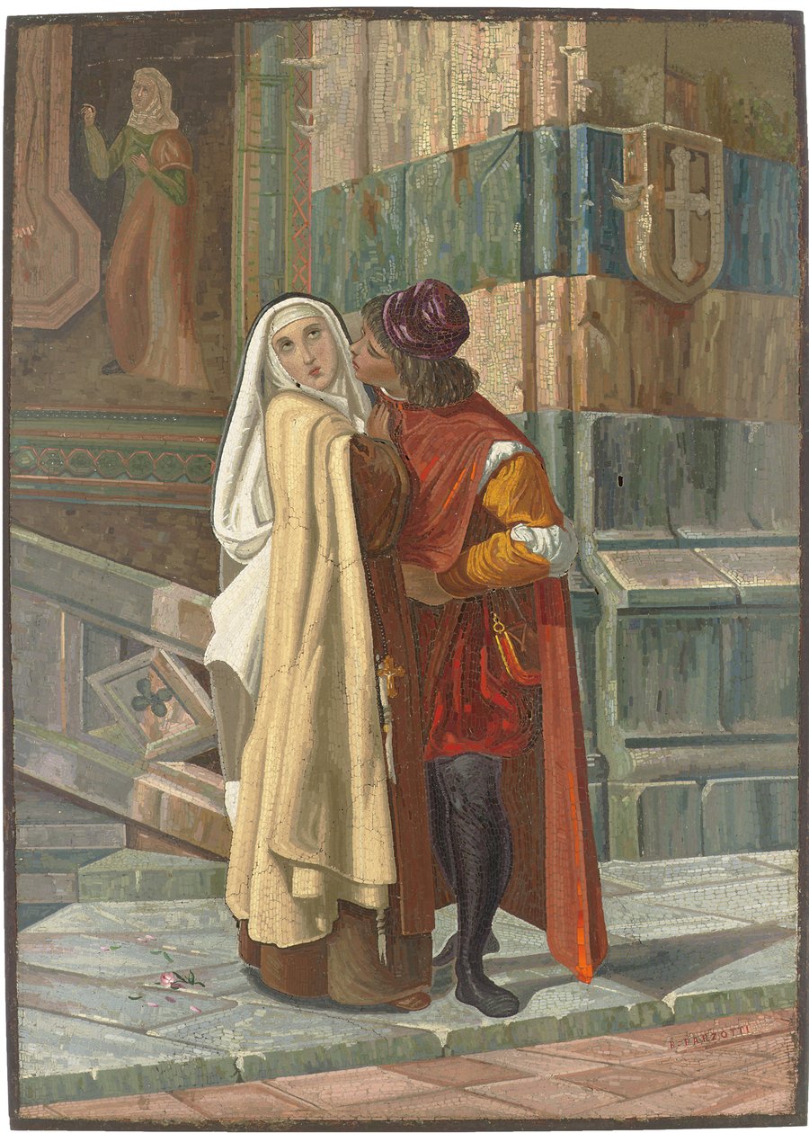 Abelard og Heloise, 2. halvdel af det 19. århundrede af Biagio Barzotti