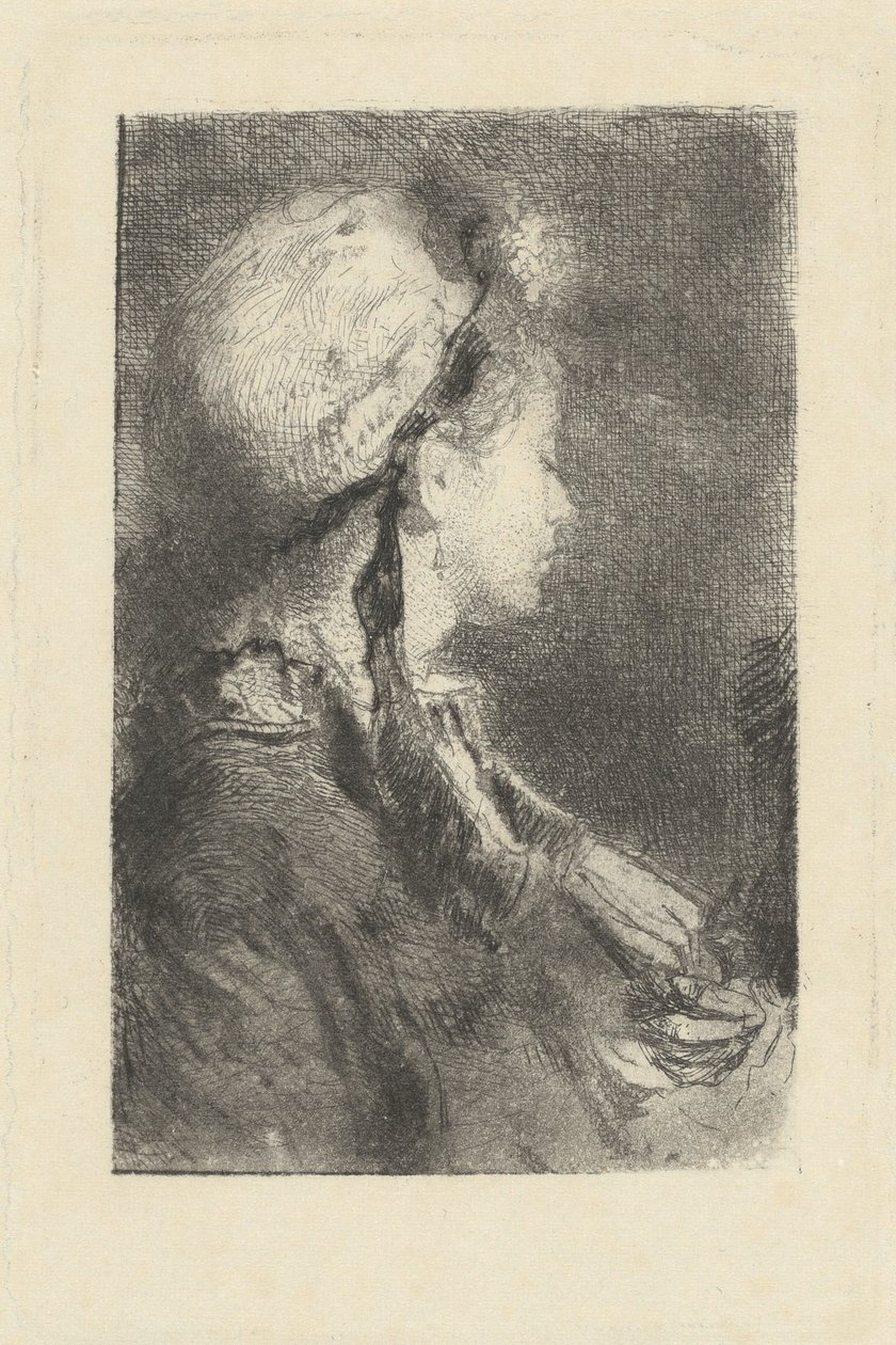 Kunstnerens hustru i profil mod højre, ca. 1880. af Bianchi Mose