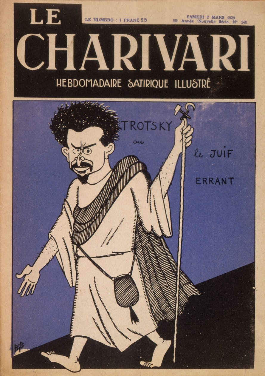 Karikatur af Leon Trotskij (1879-1940) som den omvandrende jøde, forside af magasinet 
