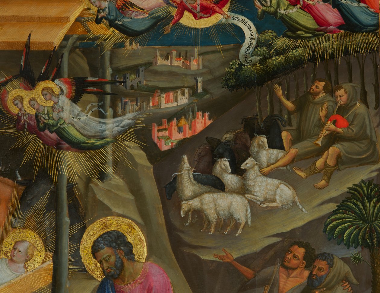 Detalje fra Nativity (tempera på træ) af Bicci di Lorenzo