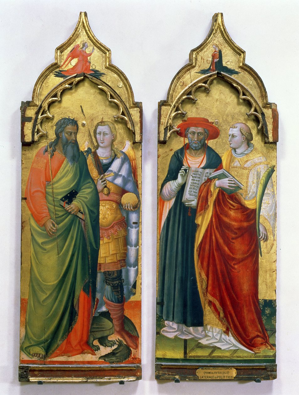 St. Andrew, St. Michael, St. Jerome og St. Lawrence (tempera på panel) af Bicci di Lorenzo