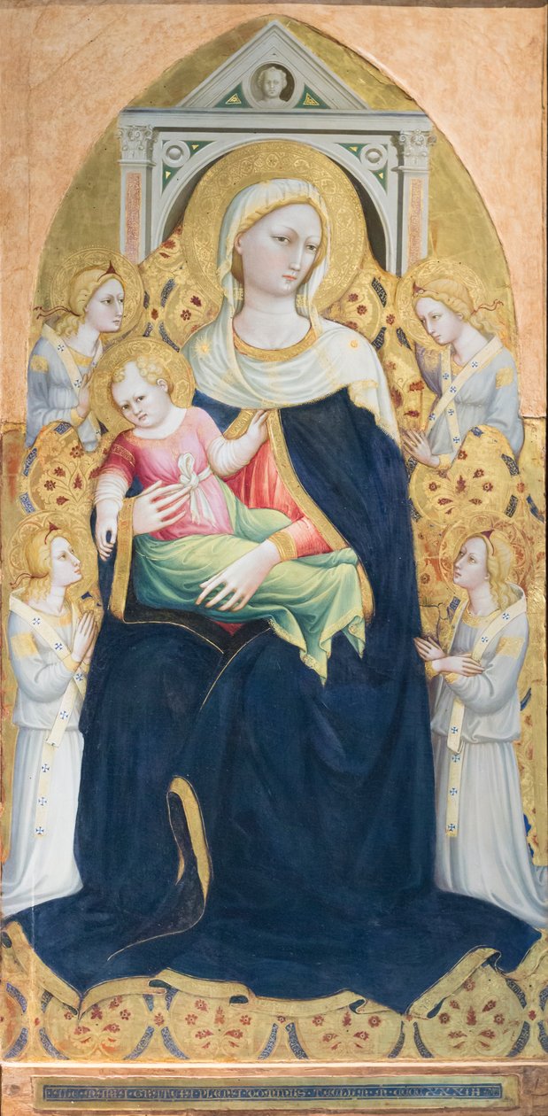 Tronende madonna med barn og fire engle, ca. 1433 (tempera og bladguld på panel) af Bicci di Lorenzo