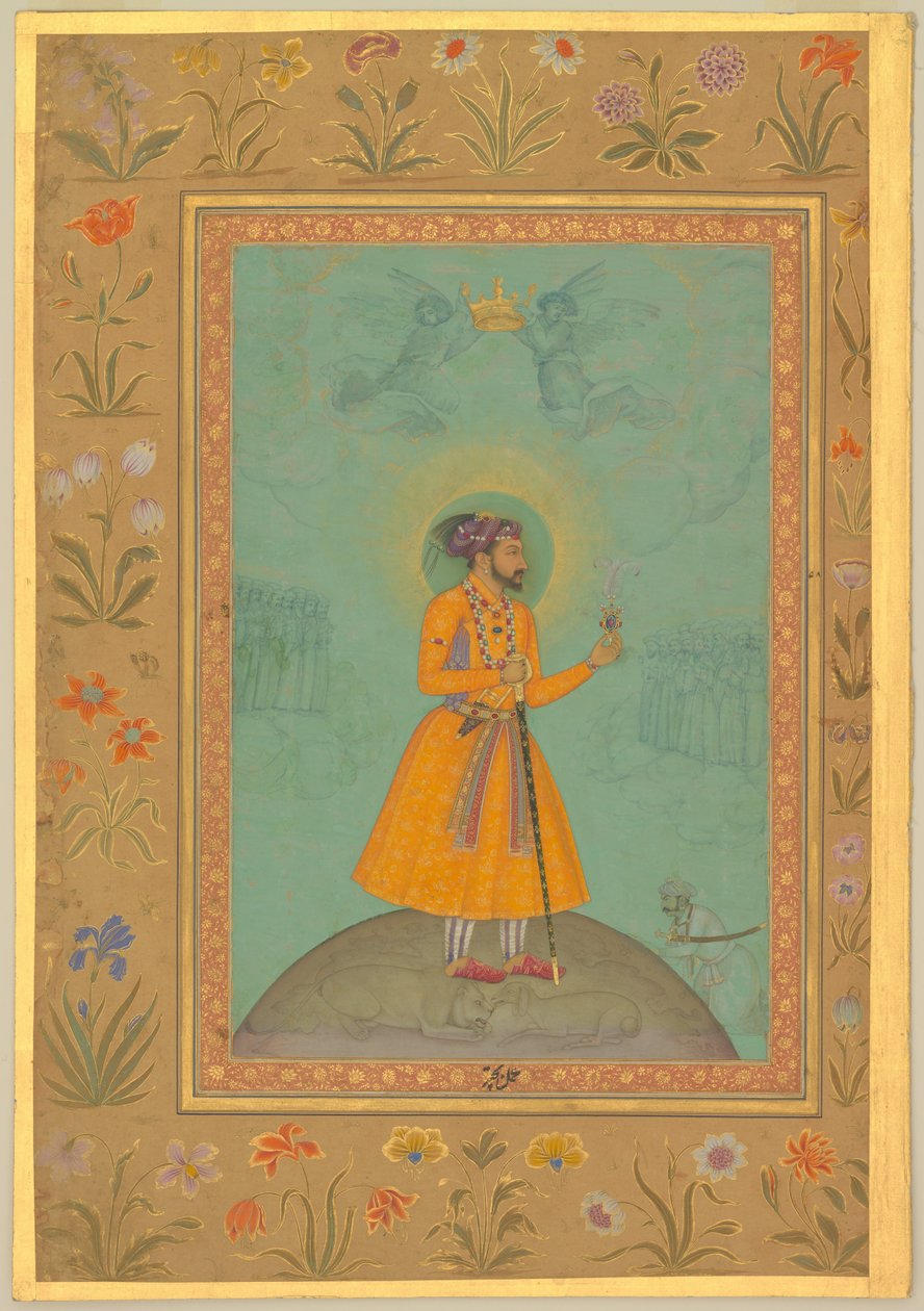 Jujhar Singh Bundela knæler i underkastelse for Shah Jahan af Bichitr