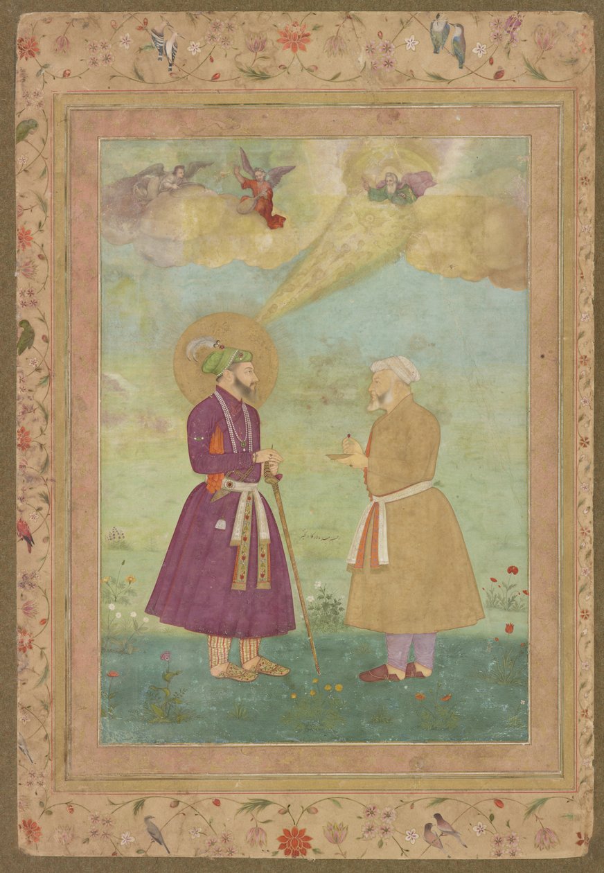 Shah Jahan med Asaf Khan fra det afdøde Shah Jahan Album, løsrevet manuskriptfolio, ca. 1640 (ugennemsigtig akvarel, blæk og guld på papir monteret på pap) af Bichitr Bichitr