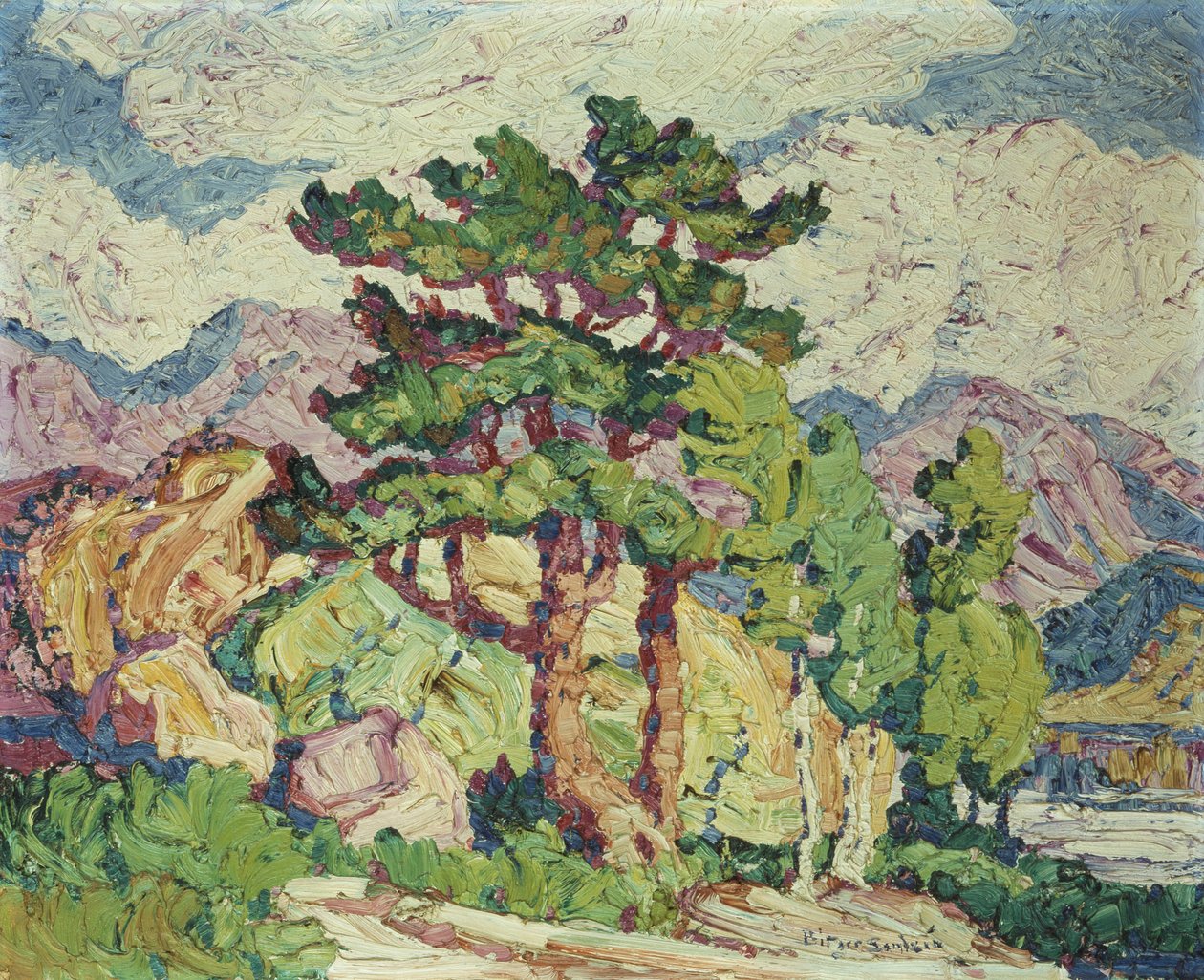 Aspen og fyrretræer, Estes Park, Colorado af Birger Sandzen