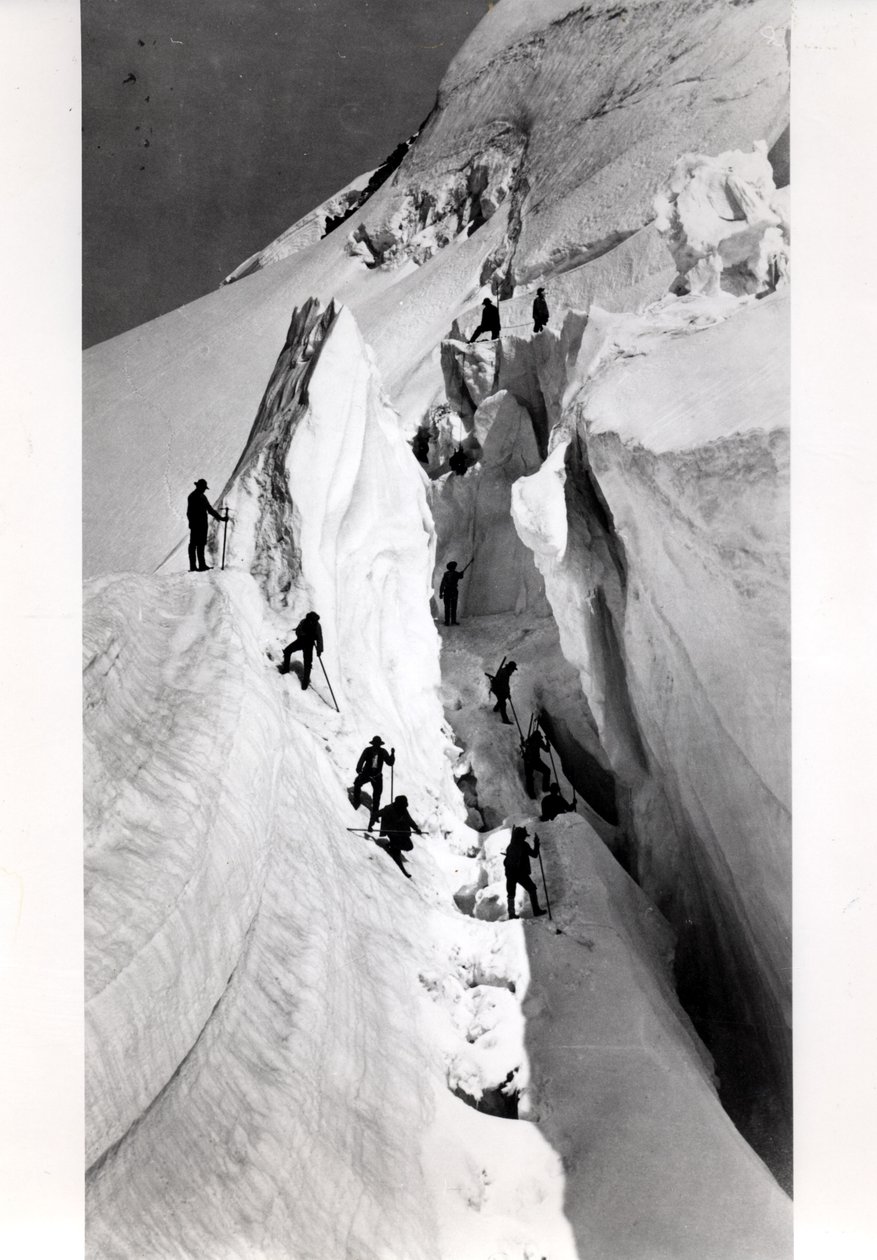 Klatrere som bestiger Mont Blanc, ca. 1860 af Bisson Freres Studio