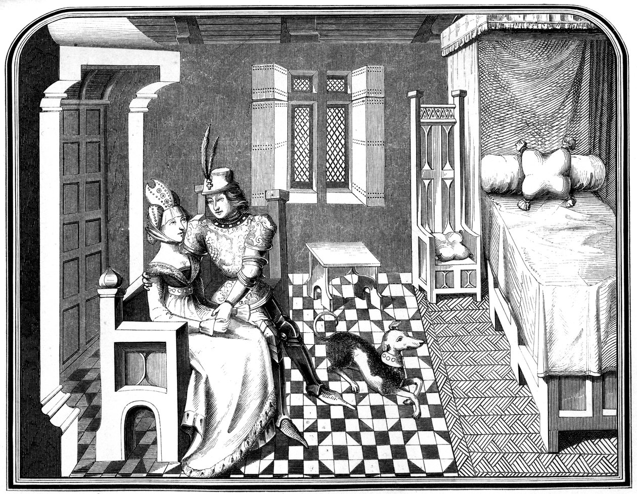 En ridder og en dame, 1400-tallet 1849. af Bisson and Cottard