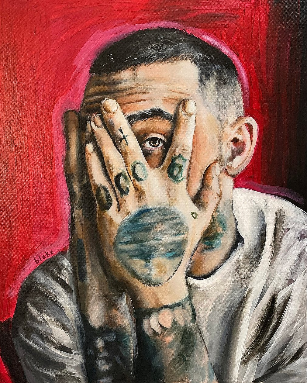 Mac Miller, ca. 2020 (Akryl på lærred) af Blake Munch