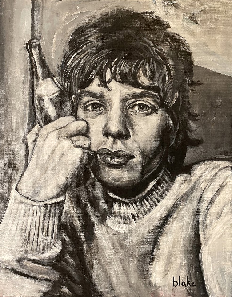 Mick Jagger, ca. 2021 (Akryl på lærred) af Blake Munch