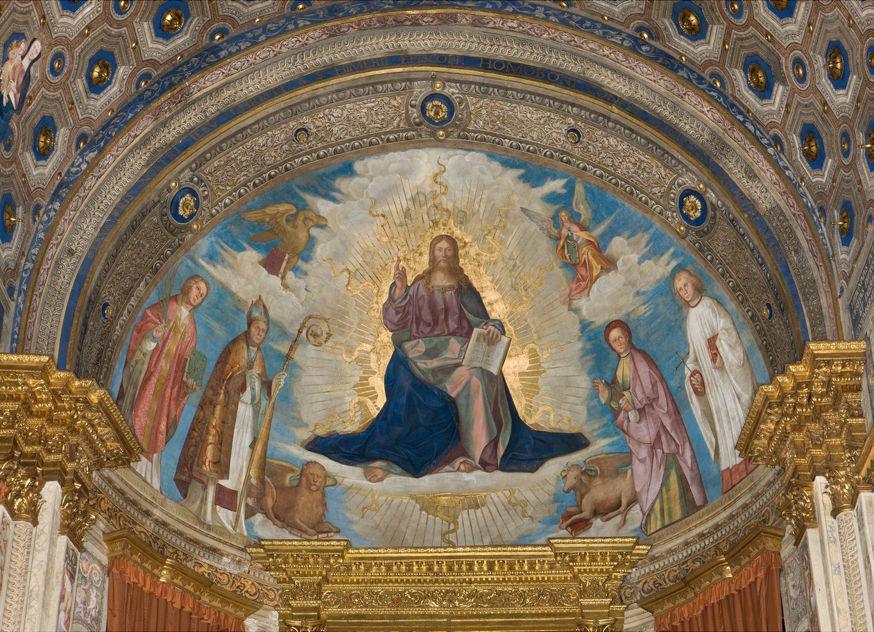 Opse, Catino Opse, Boccaccio Boccaccino, blandt Saint Marcellino, Imerio, Omobono, Peter Exorcist Pantocrat af Boccaccio Boccaccino