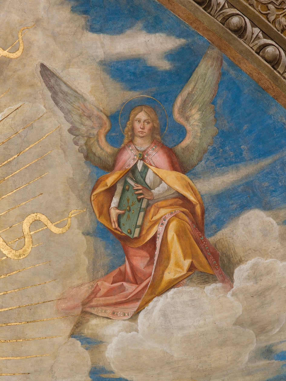 Apse, Catino Apse, Boccaccio Boccaccino, Pantocrator among Saints Marcellino, Imerio, Omobono, Peter Exorcist, Detail Angel right af Boccaccio Boccaccino