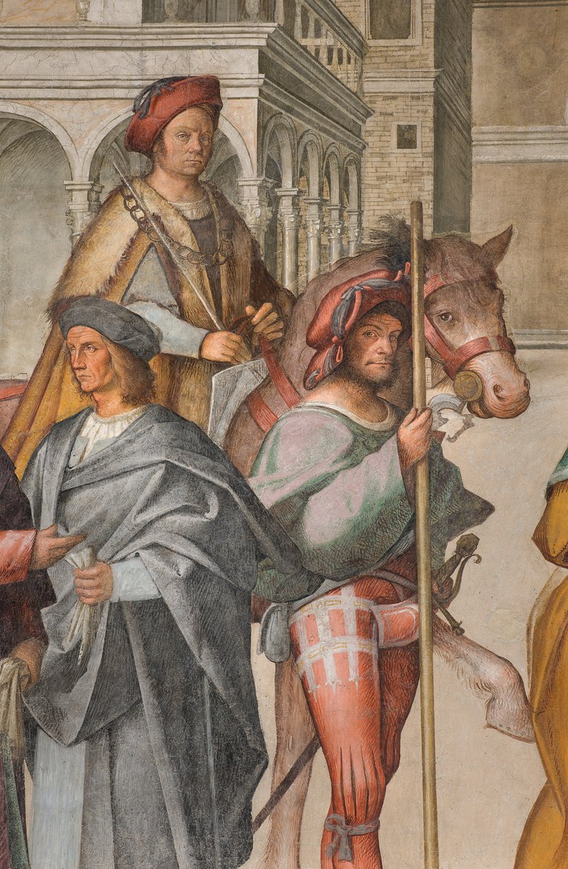Hovedskibet, første nordlige spant, mødet mellem Sankt Joachim og Sankt Anna ved Porta Aurea, Boccaccio Boccaccino 1514-15, detalje af Boccaccio Boccaccino