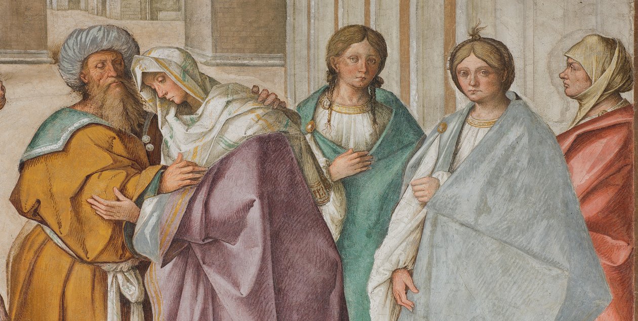 Centralskib, første nordspænd, møde mellem St. Joachim og Sant