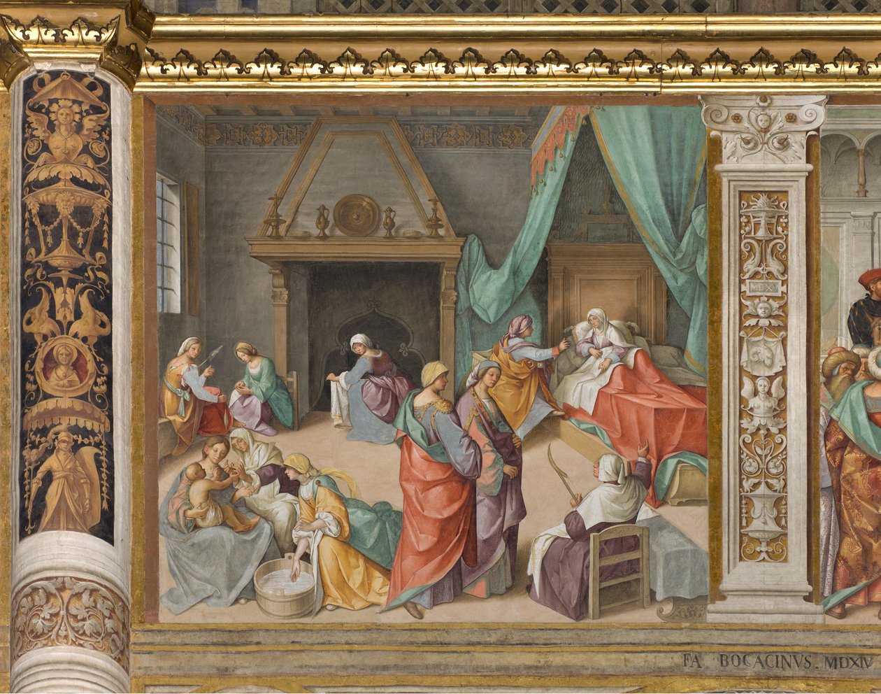 Centralskib, andet nordspænd, Jomfruens fødsel, Boccaccio Boccaccino 1514-15 af Boccaccio Boccaccino