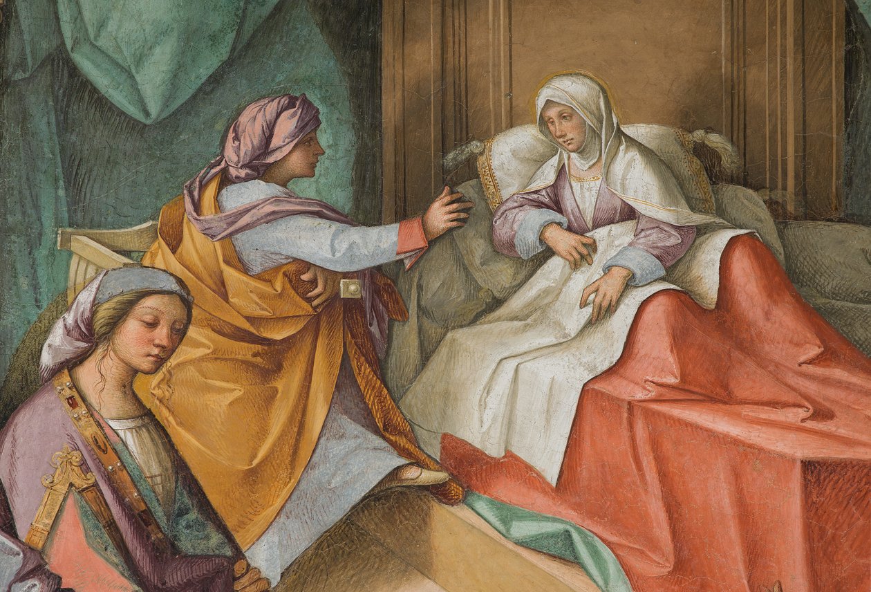 Centralskib, andet nordspænd, Jomfruens fødsel, Boccaccio Boccaccino 1514-15, detalje af Boccaccio Boccaccino