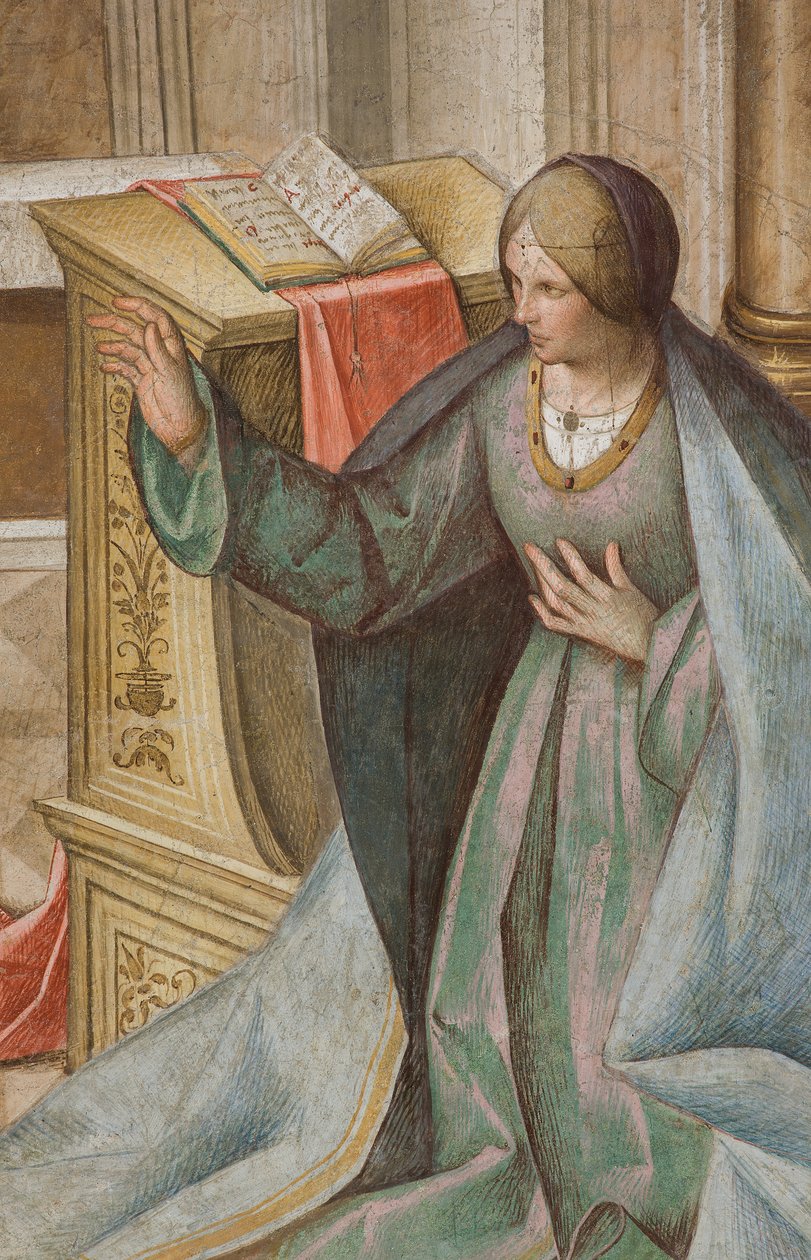 Centralskibet, tredje nordlige fag, Bebudelsen, Boccaccio Boccaccino 1516-17, detalje af Boccaccio Boccaccino