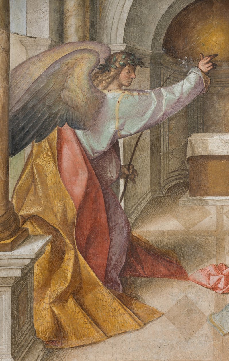 Centralskib, tredje nordspænd, bebudelse, Boccaccio Boccaccino 1516-17, detalje af Boccaccio Boccaccino