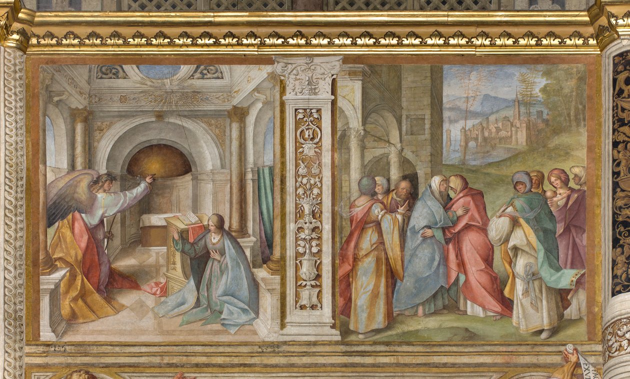 Centralskib, tredje nordspænd, bebudelse, visitation, Boccaccio Boccaccino 1516-17 af Boccaccio Boccaccino