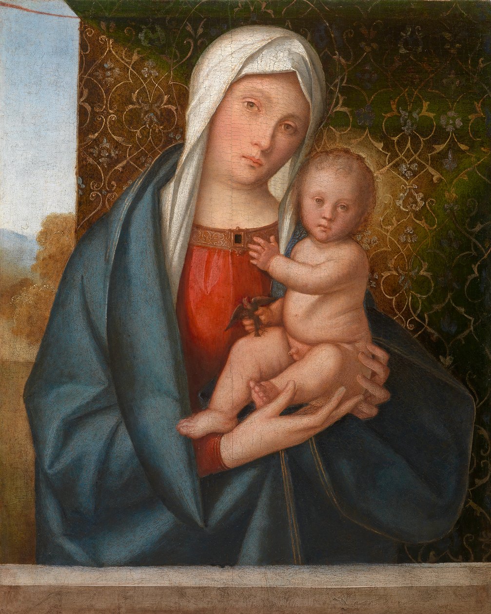 Madonna og barn med en fugl af Boccaccio Boccaccino