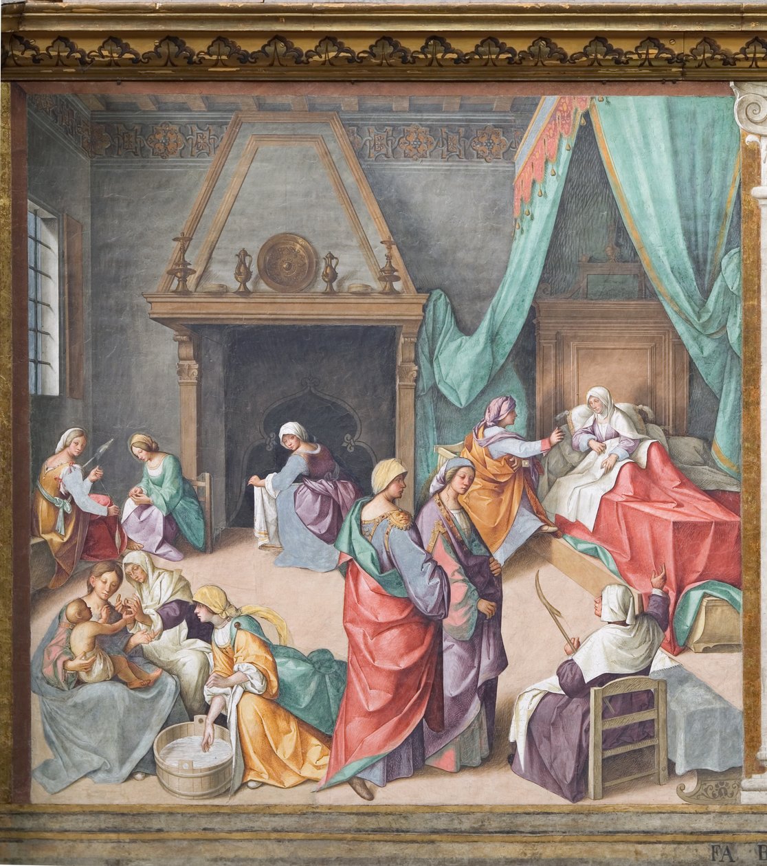 Marys fødsel, fresco af Boccaccio Boccaccino