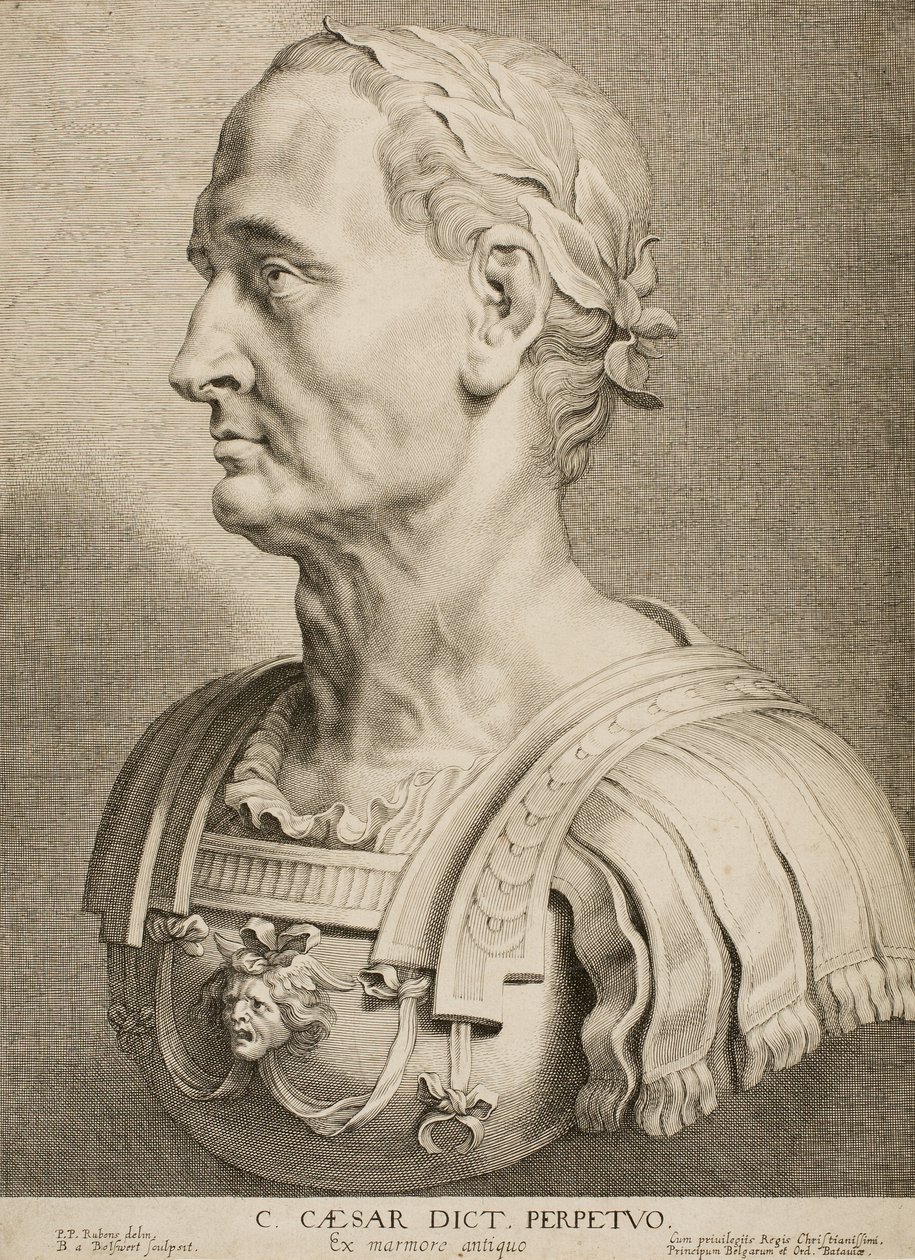 Julius Cæsar, evig diktator, fra tolv berømte græske og romerske mænd, ca. 1633 af Boetius Adams Bolswert