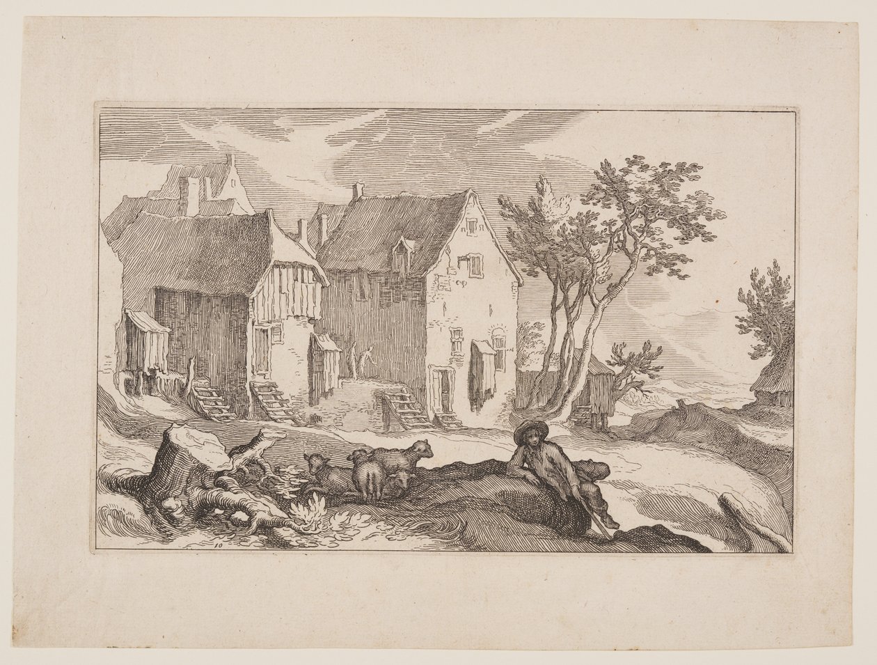 Planche 10, fra Landskaber med bondegårde af Boetius Adams Bolswert