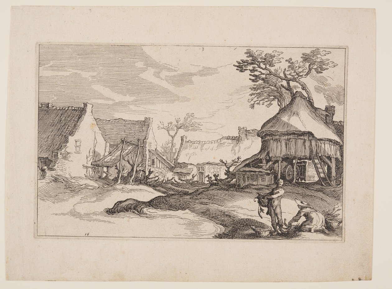 Planche 16, fra Landskaber med bondegårde af Boetius Adams Bolswert