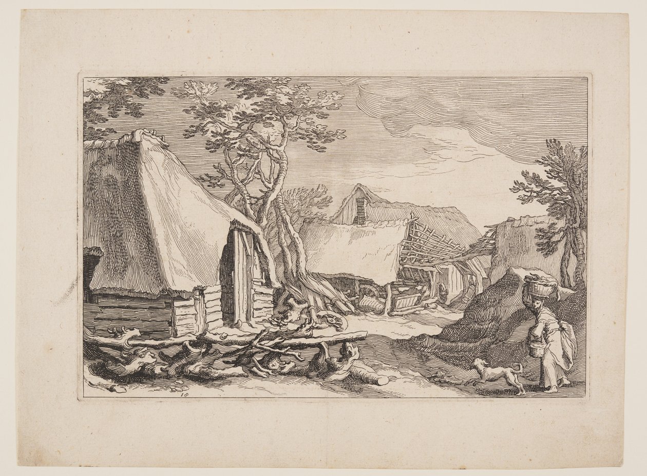 Planche 18, fra Landskaber med bondegårde af Boetius Adams Bolswert