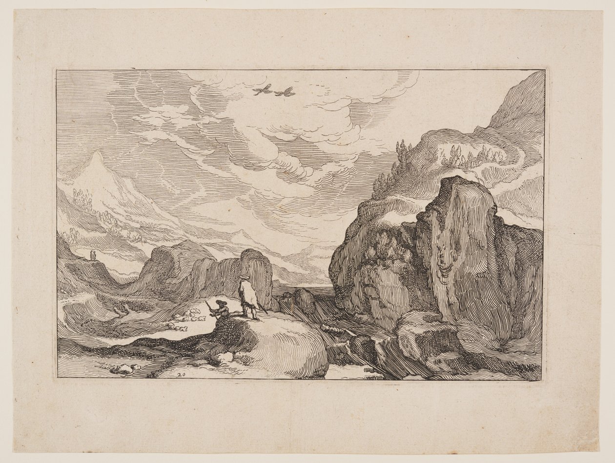 Planche 20, fra Landskaber med bondegårde af Boetius Adams Bolswert