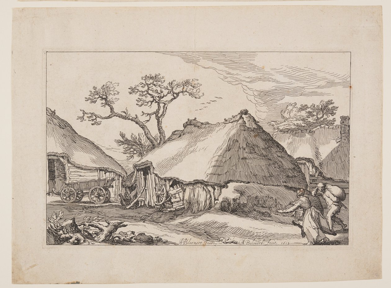 Planche 2, fra Landskaber med bondegårde af Boetius Adams Bolswert