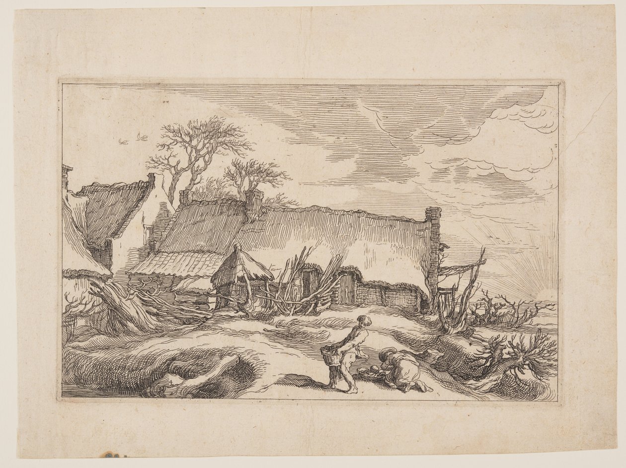 Planche 4, fra Landskaber med bondegårde af Boetius Adams Bolswert