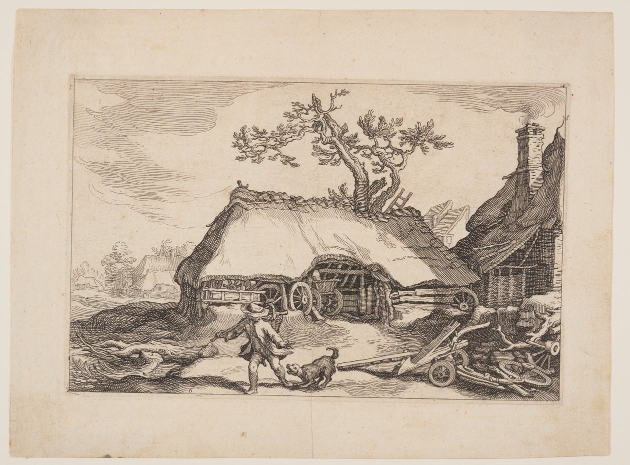 Planche 6, fra Landskaber med bondegårde af Boetius Adams Bolswert