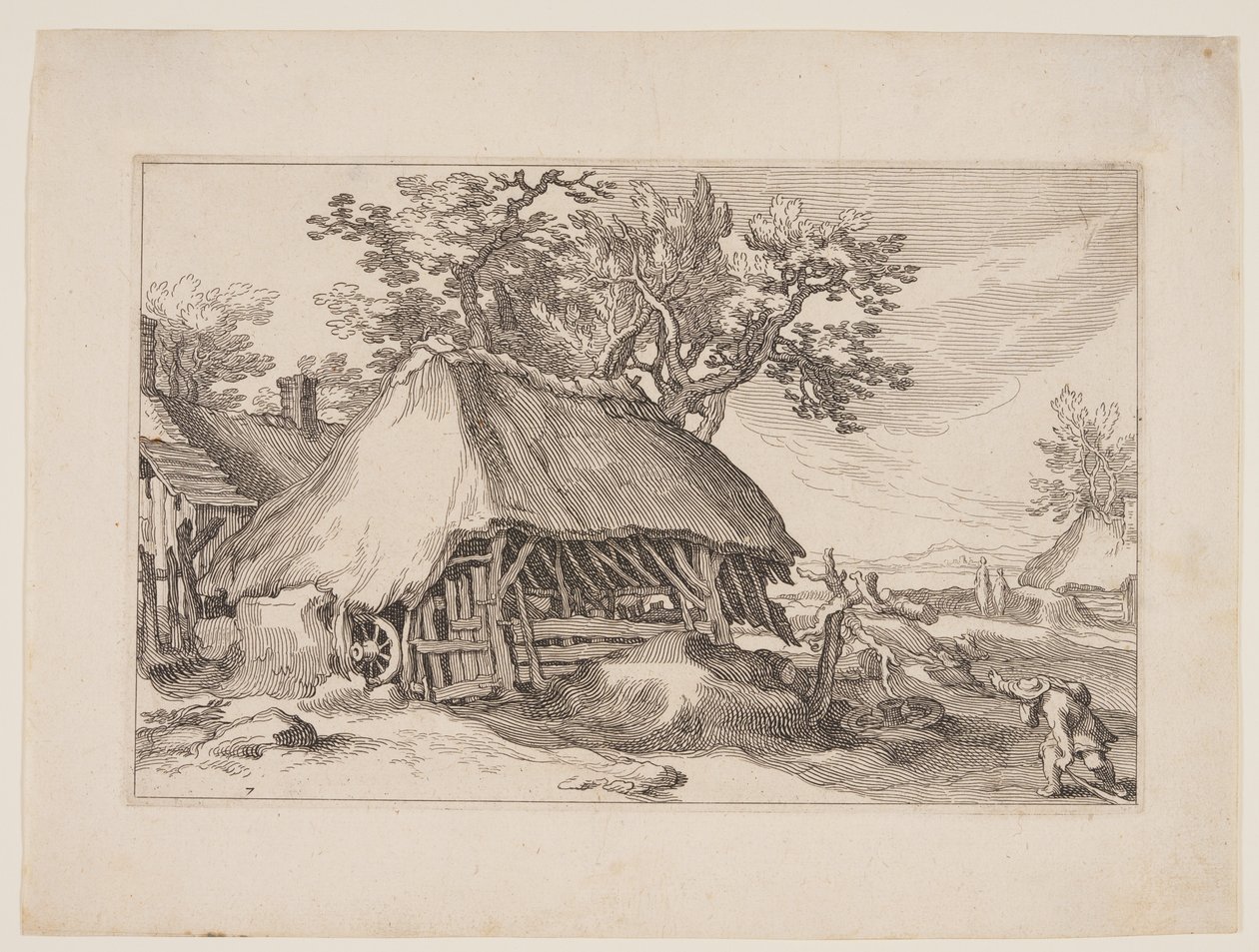 Planche 7, fra Landskaber med bondegårde af Boetius Adams Bolswert