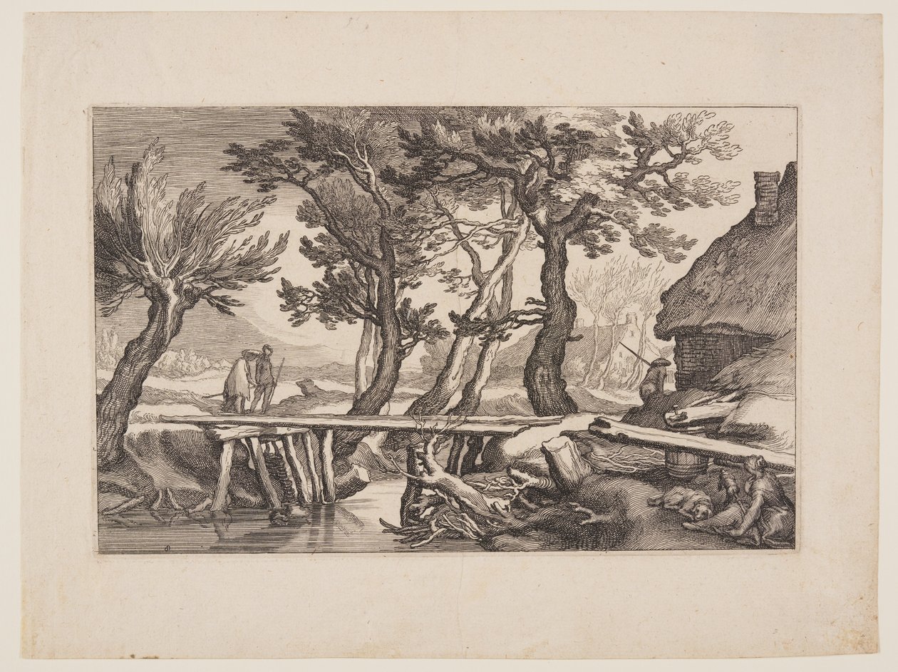 Planche 8, fra Landskaber med bondegårde af Boetius Adams Bolswert