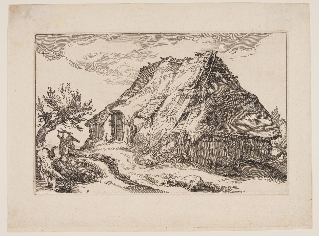 Planche 9, fra Landskaber med bondegårde af Boetius Adams Bolswert