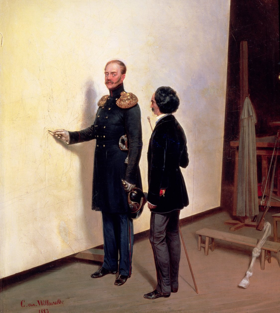 Zar og kunstner - Nikolay I (1796-1855) i kunstnerens Atelier, 1883 af Bogdan Pavlovich Villeval