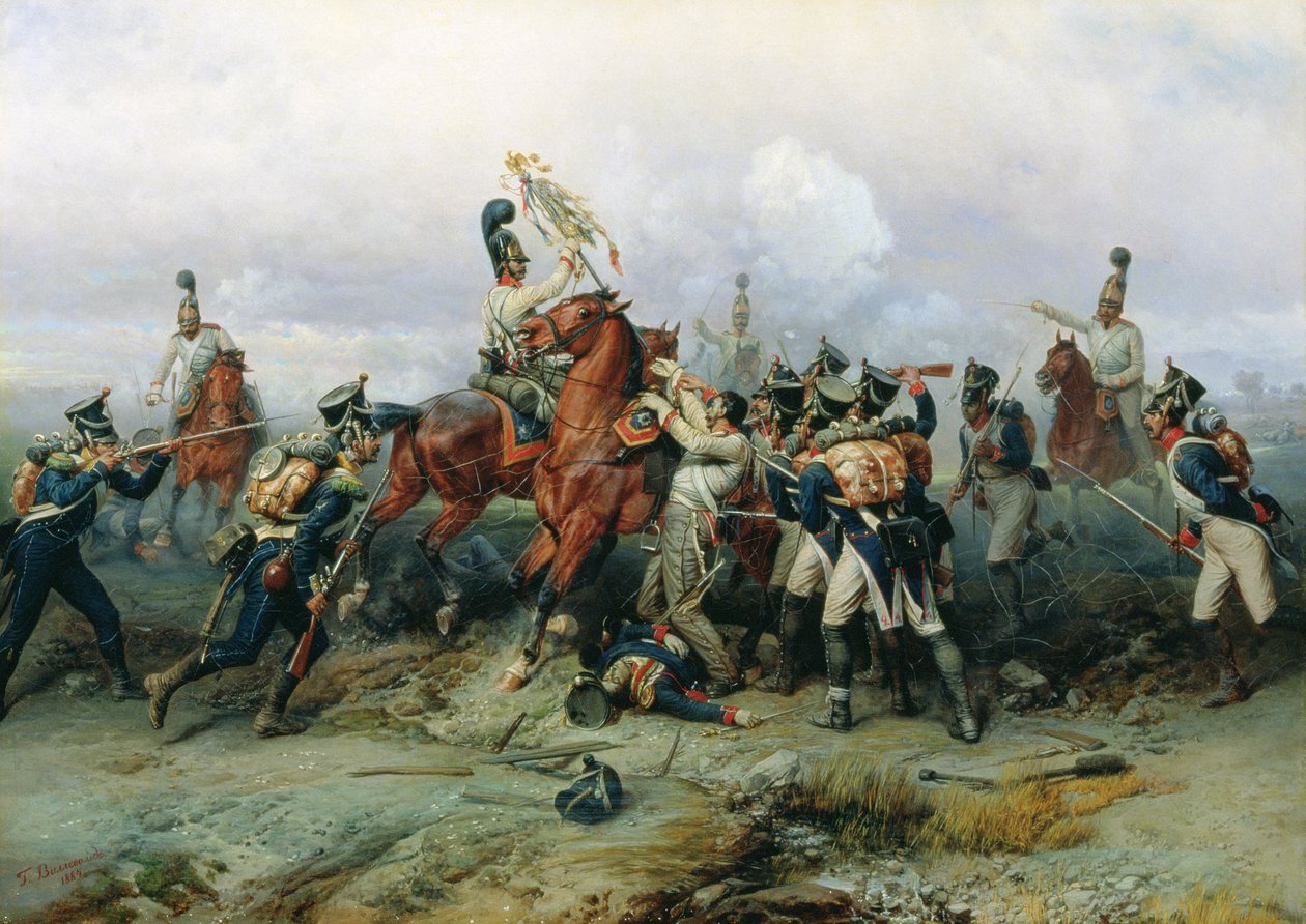 Udnyttelsen af det beredne regiment i slaget ved Austerlitz, 1884 af Bogdan Willewalde