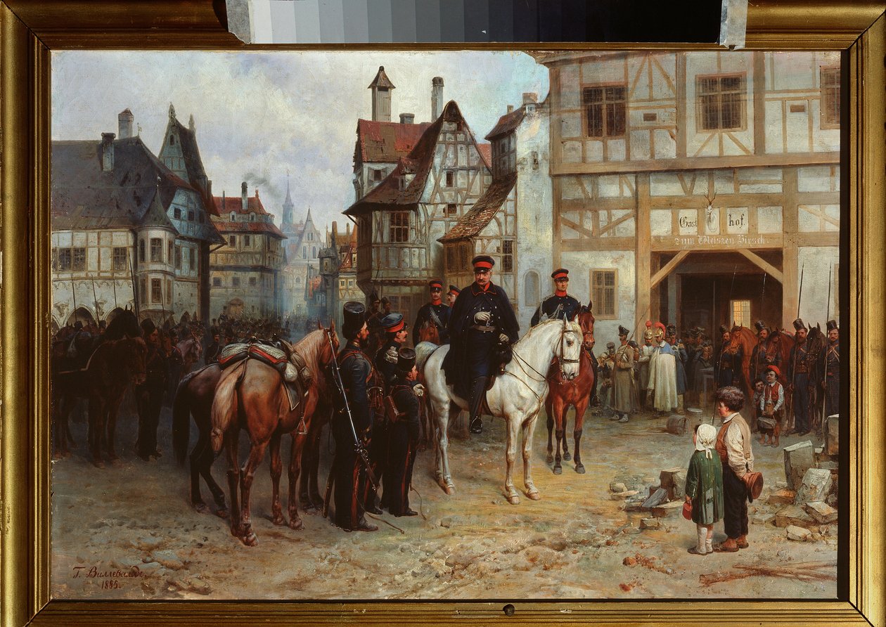 General Gebhard Leberecht von Blucher (1742-1819) med kosakkerne i Bautzen (Tyskland) af Bogdan Willewalde