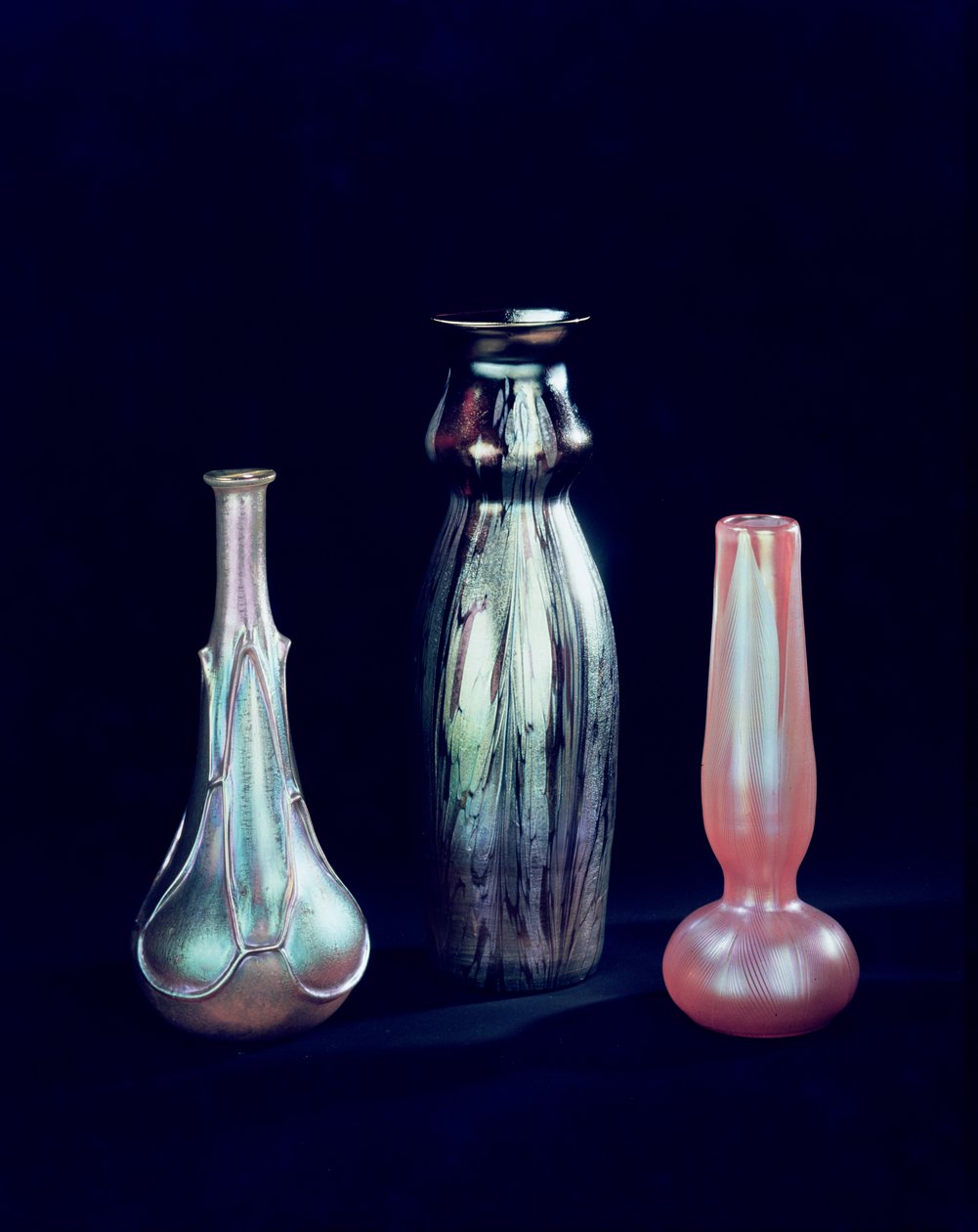 Samling af vaser, muligvis Loetz, ca.1900 glas af Bohemian School