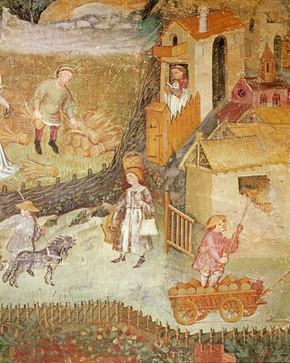 August måned, detalje af en gård, ca. 1400 af Bohemian School